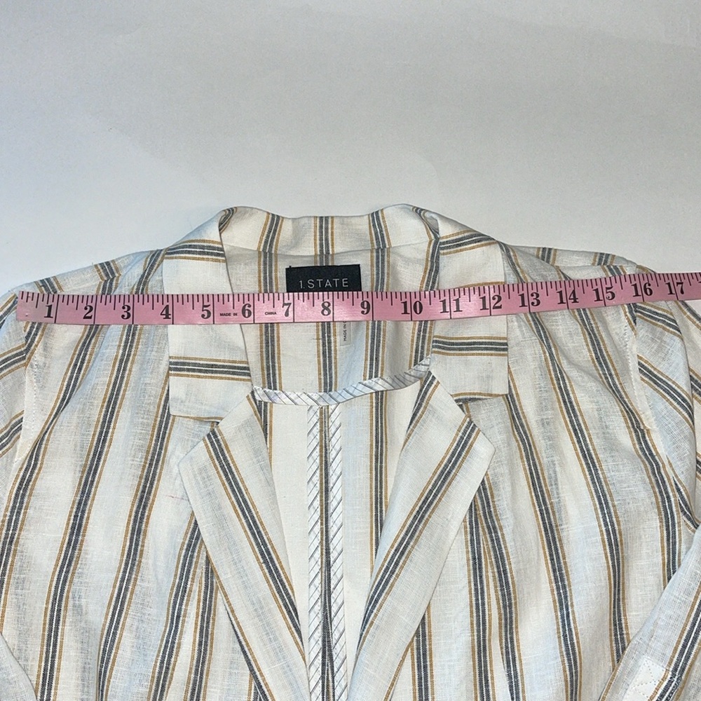 1. State Blazer Jacket White Striped Linen Size 10 NWT - Picture 14 of 17